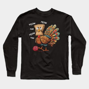 Funny Thanksgiving Turkey Meow I'm a Cat Long Sleeve T-Shirt